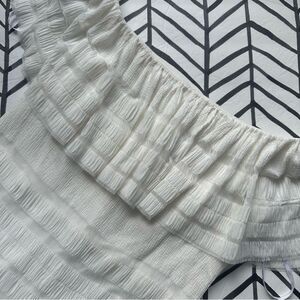 NWT SHO by Tadashi Shoji Tonal Stripe Off the Shoulder Crinkled Mini Dress